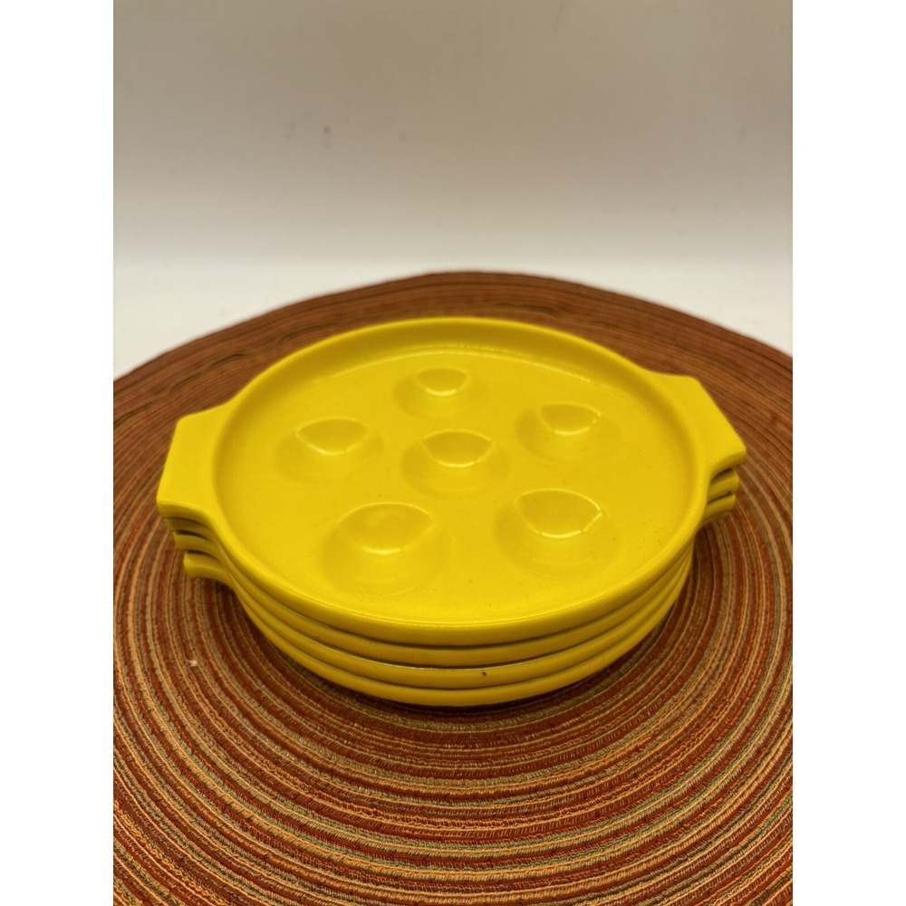 Vintage Escargot Mushroom Styson Rubel 1969 L'escargot 4 Yellow MCM Enamel